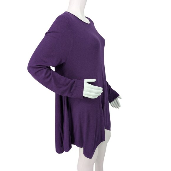 Eileen Fisher Tunic Sweater Top Women Size L Asymmetric Minimalist Capsule Cozy - Picture 3 of 9